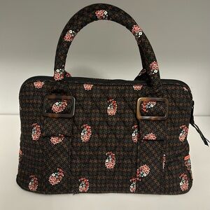 NWOT-Vera Bradley rare vintage brown houndstooth mini purse with buckles.